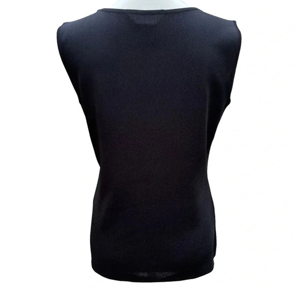 Exclusively Misook Black Acrylic Crew Neck Tank Top with Side Slits Size Small - Picture 11 of 15